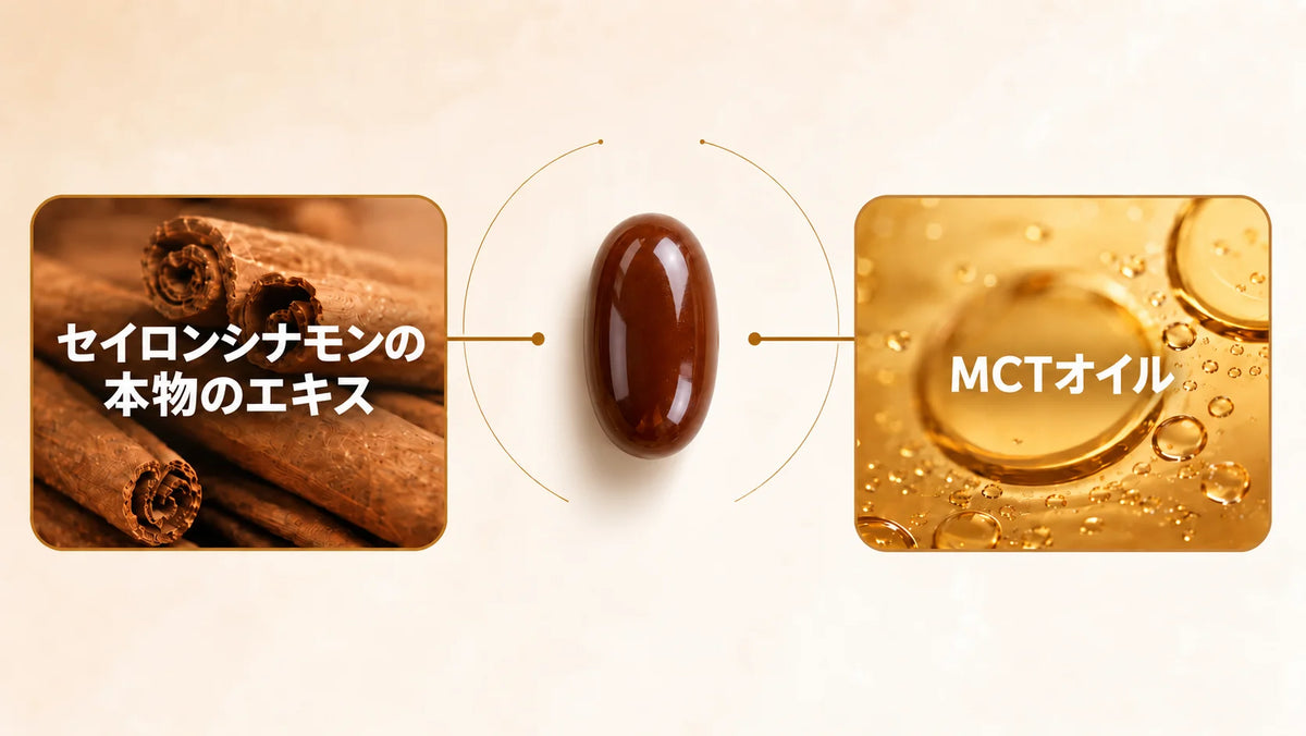 グッドヘルスの成分 ― 本物のセイロンシナモン抽出物とMCTオイル